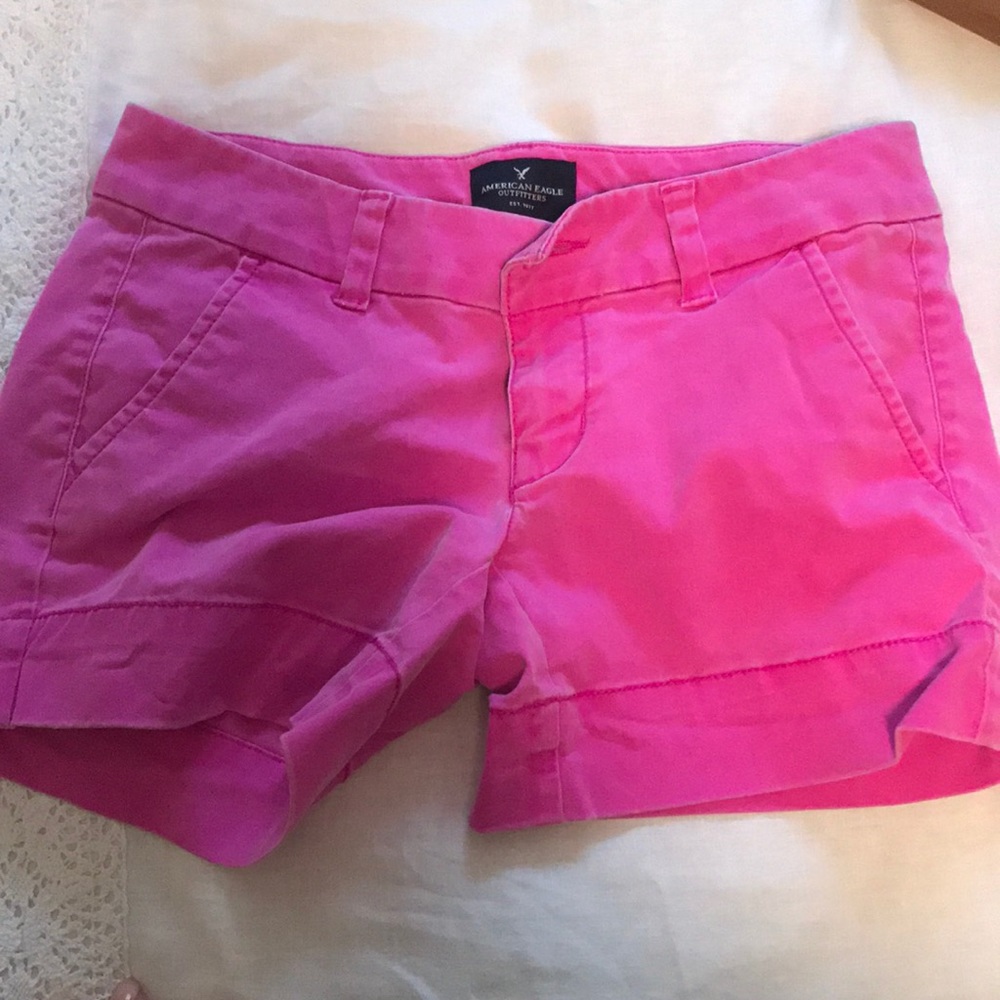Bright pink jean shorts